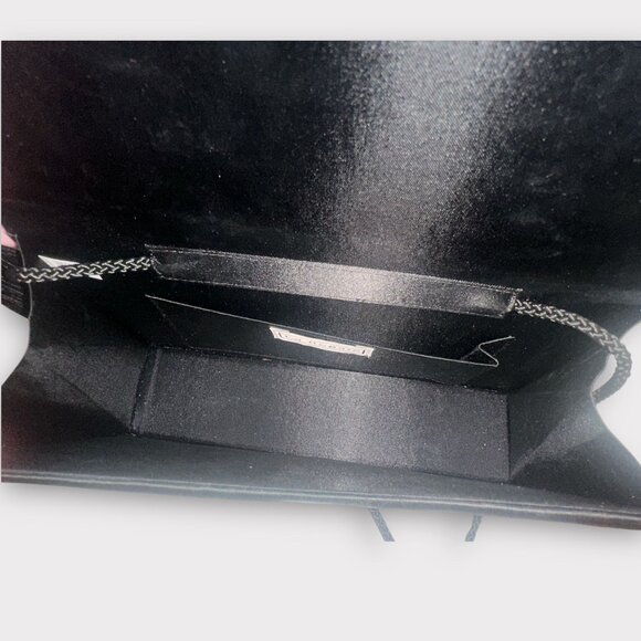 VTG La Regale Evening Bag Black Satin Flap Tassel Handbag Formal Cocktail Clutch - Picture 7 of 8